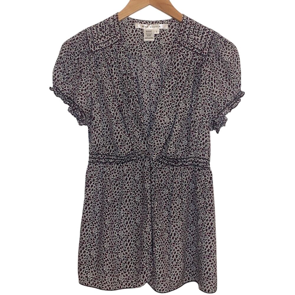 Max Studio Animal Print Rayon Peplum Top Size Large